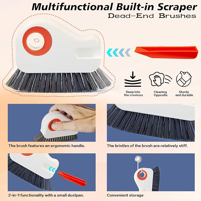 2pcs 2 in 1 Groove Cleaning Brush, Easy to Store Window Track Cleaning Tools, Multifunction Window Track Cleaner, Track Cleaning Tools Suitable for Sliding Door Tracks, Shutter Door Window Track