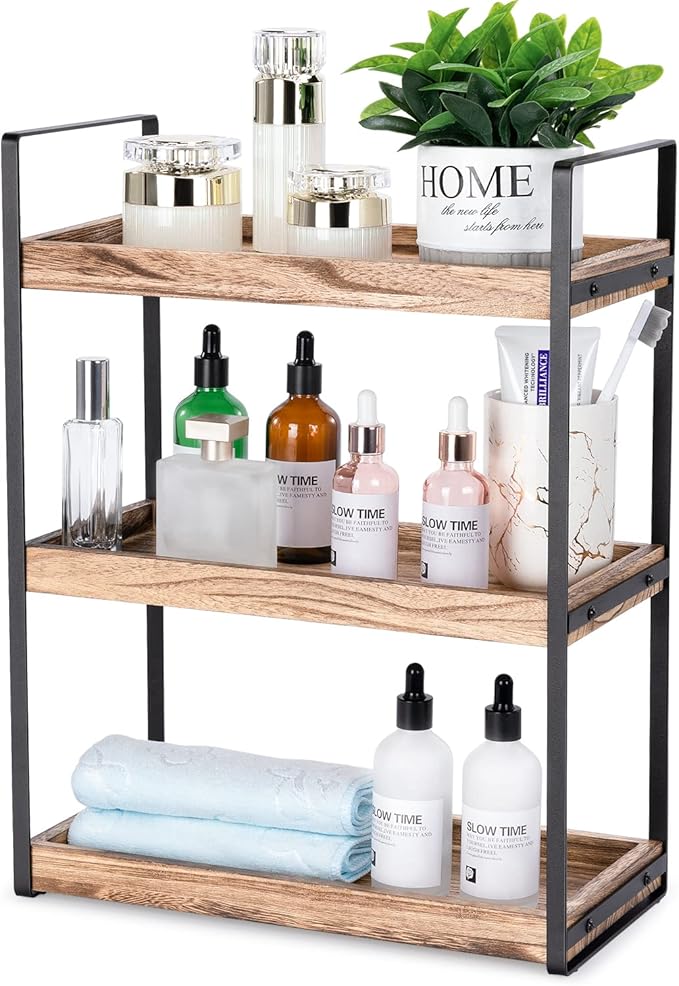 Giftacity 3-Tier Countertop Organizer for Bathroom Counter Stylish Wood Bathroom Vanity Organizer Shelf Storage - The Perfect Addition to Your Counter Decor