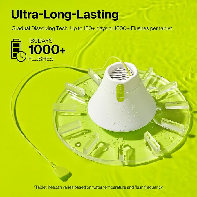 In-Tank Toilet Cleaner Bottle, Automatic Toilet Bowl Cleaners for Hard Water Stains, Septic System Friendly, Long Lasting Up to 180 Days / 1000+ Flushes