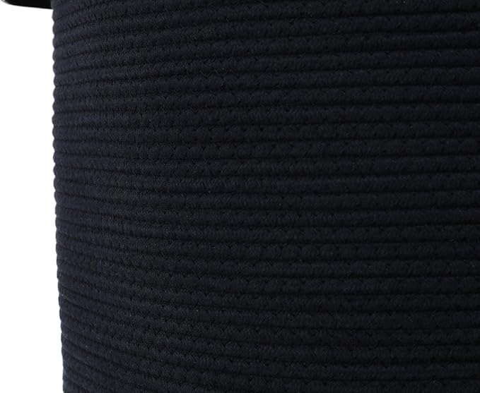 Cottonphant Extra Large Cotton Rope Storage Basket with Lid and Zipper, Versatile Laundry Hamper and Cloth Bin for Clothes, Towels, Blankets, Living Room Organization (All Deep Blue, 16"x20")