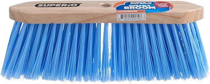 Superio Blue Synthetic Broom Head Refill - 12 Inch, Hard Floor, Kitchen & Home Broom