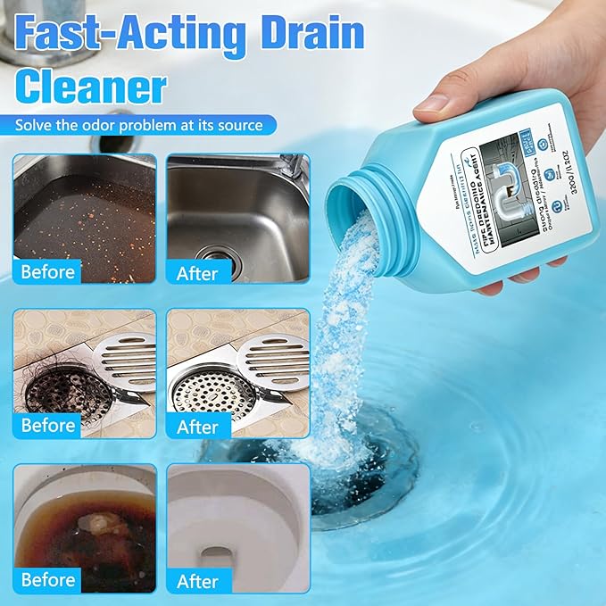 Drain Clog Remover Powerful, Sink Drain Hair Clog Remover Cleaner, Strong DrainCleaner for Kitchen, Shower Pipes and Drains