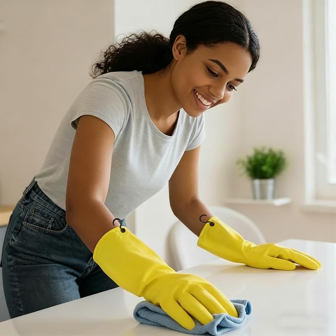 Dishwashing Rubber Gloves for Cleaning – 4 Pairs Kitchen Gloves with Handing Hooks Washing Dishes Household Glove - Small
