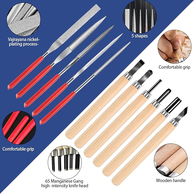 25pcs Precisio with Deburring Tool, Craft Knife,hand File,Carving Knife Suitable for sanding, carving, modeling, cutting, scraping,3D Printing Deburring kit