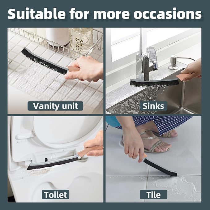 Toilet Brush, 4Pcs Bathroom Cleaning Brush, Toilet Scrubber, Deep Toilet Bowl Brush with Hanging Hole, Multifunctional Gap Cleaning Brush, Bristles for Kitchen Sinks, Tub,Shower (4, Pink)