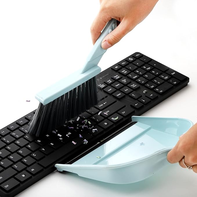Jucoan 4 Pack Dustpan and Brush Set, Small Portable Handheld Dustpan and Brush Combo for Cleaning Home Office School Classroom Desk Table Countertop Sofa Bed Pet Care