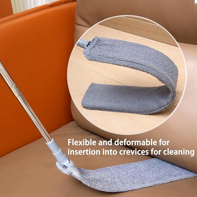 Retractable Gap Dust Cleaner Flat Duster for Under Appliances Household Cleaning Tools for Cleaning Under Appliances Furniture Couch Fridge 55.12icnh Gray