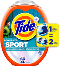 Tide Power Pods Sport Laundry Detergent Pacs, 63 Count, Advanced Sweat + Stain Fighter