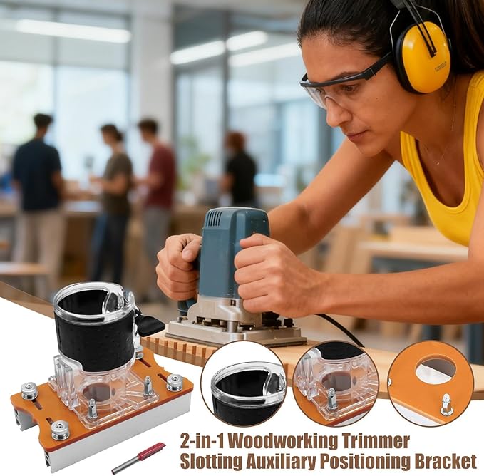 Router Trimmer Tool, Portable Adjustable Router, Wood Cutting Accessory with 2 in 1 Function, Electric Hand Machine with Precision Design, Woodworking Equipment, Kit for Home Yard Craft Repair
