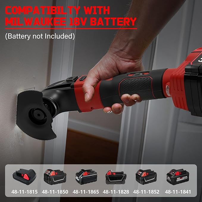 Oscillating Multi Tools for Milwaukee 18V Battery, Multi-Use Grinding Tool, 4°Oscillation Angle, 6 Variable Speeds, Quick-fit Blade Design with 22pcs Accessories for Cutting, Sanding, Scraping