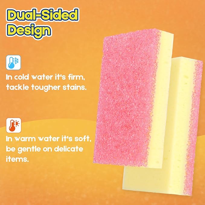 Scrub Sponge, Dual-Sided Temperature-Responsive Scrubber - Non-Scratch - Multipurpose Dish Sponges for Kitchens, Bathrooms, and Outdoor Use - 6 Pack