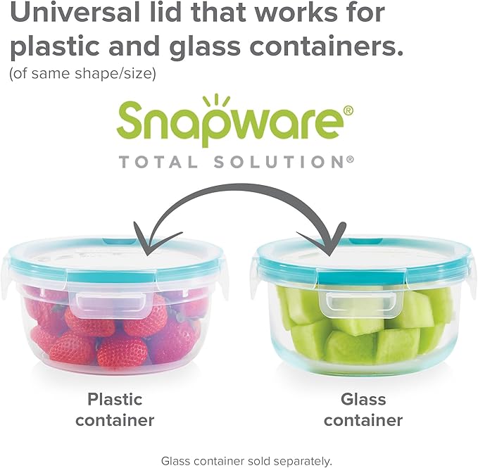 Snapware Plastic Total Solution 2-Pack (5.5-Cup) Food Storage Containers Set, Leakproof & Airtight Plastic Locking Lids Square Containers, Non-Toxic BPA-Free Lids, Microwave Dishwasher Freezer Safe