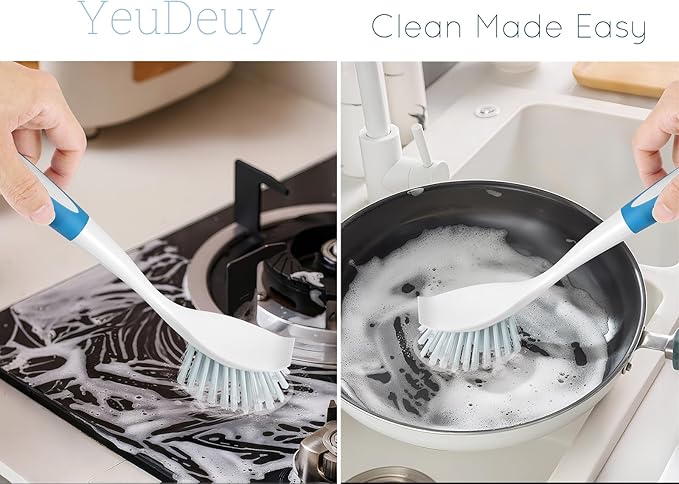 Dish Brush with Handle, Firm & Stiff Bristles Dish Scrubber for Pots, Pans & Sink Cleaning, 20 Bulk Pack