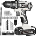 Cordless Drill Set,20V Drill Driver with Battery and Charger,3/8-Inch Keyless Chuck, Variable Speed,with Drills Bits Set,Gray