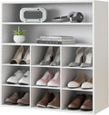 Garden 4 you Shoe Rack Organizer, 5-Tier Wood Cubby Shoe Rack with 2 Storage Shelf and 9 Cubbies, Shoe Organizer Cabinet for Entryway, Hallway, Closet and Garage, White