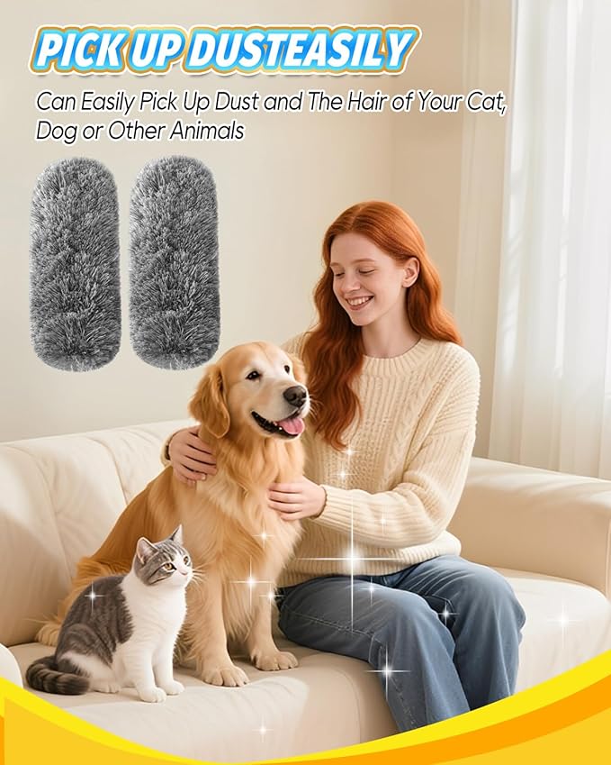 KEEPOW Upgraded Reusable Duster Refills Compatible with OXO Duster, Microfiber Dusters Refill for Cleaning, Compatible with OXO Good Grips Microfiber Extendable Duster, 2 Pack(Handle Not Included)