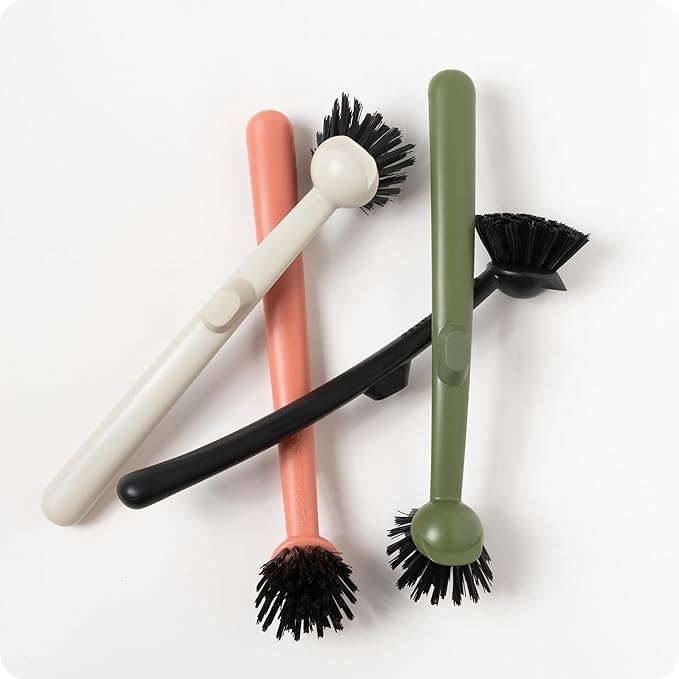 Earth & Mango Magnetic Dish Brush & Scraper, Snaps to Sink, Non-Scratch, Dishwasher Safe, Dish Scrubber – Onyx Black