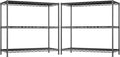 3- Shelf Metal Shelving Unit 35.6Wx14Dx36H,Adjustable Storage Shelves Heavy Duty Garage Steel Shelving for Office,Wire Rack Small Shelf for Kitchen Shelves Laundry Bathroom Pantry Closet Black,2pc