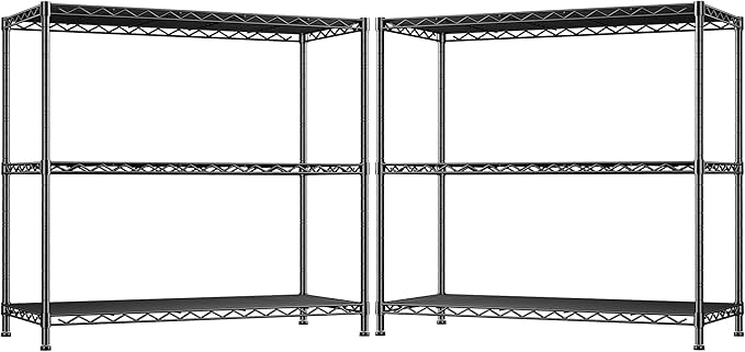 3- Shelf Metal Shelving Unit 35.6Wx14Dx36H,Adjustable Storage Shelves Heavy Duty Garage Steel Shelving for Office,Wire Rack Small Shelf for Kitchen Shelves Laundry Bathroom Pantry Closet Black,2pc