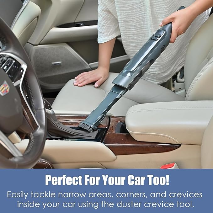 Handheld Vacuum Cordless, Lightweight 1.4lb with Powerful Suction, Charging Dock, Single Touch Empty and Detachable Dust Cup, Portable Mini Car Vac for Home Pet Car (Light Black)