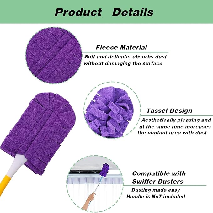 7pcs Reusable Duster,360° Electrostatic Duster Refills,Washable Heavy Duty Dusters,High-Density Microfiber,Suitable for Cleaning Bedrooms, Offices, Cars(1Handle+1Bathroom Brush+7Replacement Brushes)