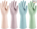 ThxToms 4 Pairs Reusable Rubber Gloves, 13" Natural Latex, 10mil Thick Heavy Duty Dishwashing & Cleaning Gloves, Non-Slip Grip, Multi-Color, Ideal for Kitchen, Bathroom, Car, & Garden Cleaning, Medium