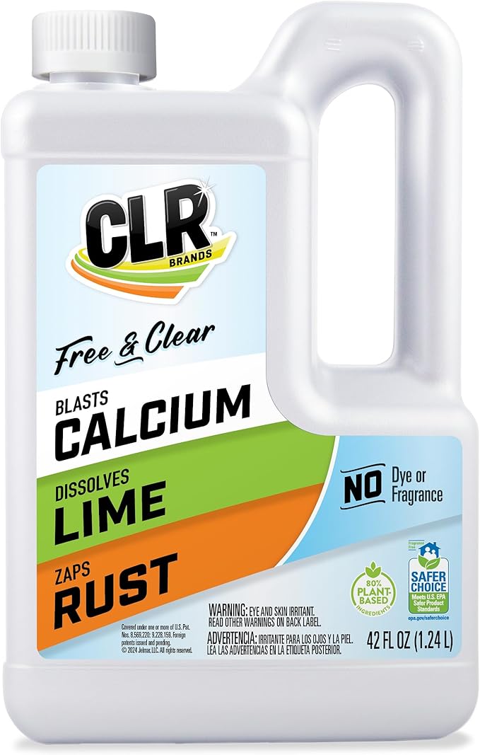 CLR Free & Clear, No Dyes or Fragrances, Gentle Lime and Bathroom Descaler, Removes Hard Water Stains and Rust Deposits - Amazon Exclusive