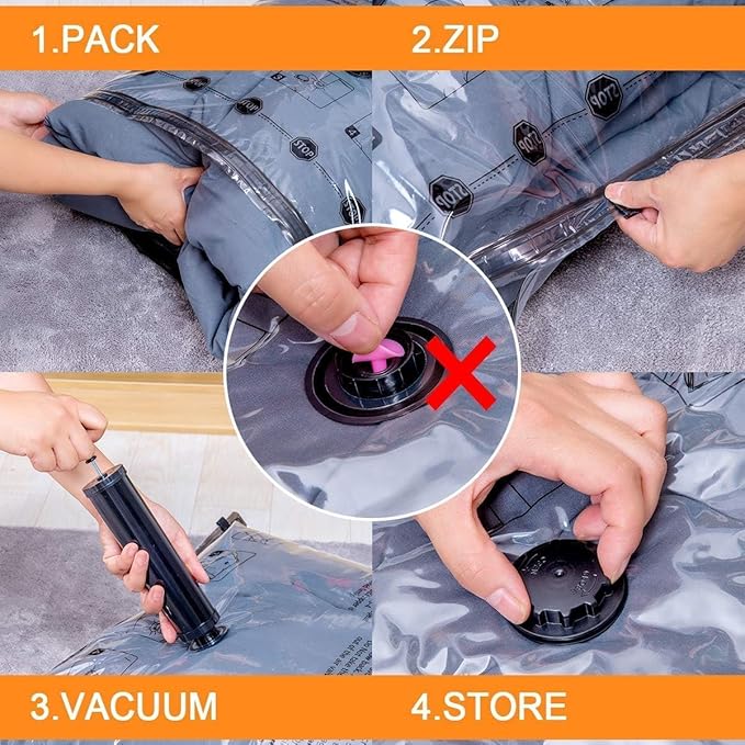 GONGSHI Vacuum Storage Bags, Space Saver Seal Bags For Clothing, Blankets, Comforters, Pillows, Clothes Storage,Travel Luggage.16 Combo