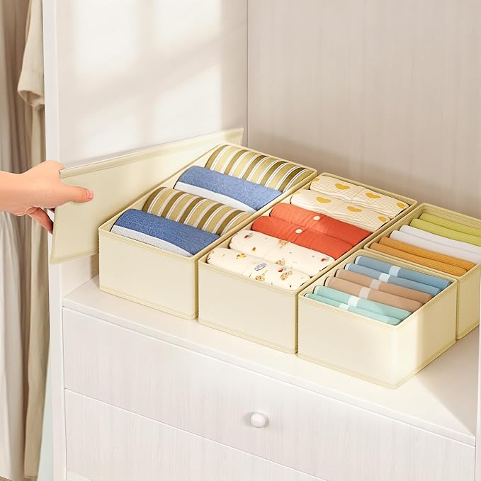 DIMJ Drawer Organizer Clothes Storage - 16 Pack Baby Dresser Organizer for Nursery, Foldable Drawer Dividers for Bedroom Closet Organization, Fabric Storage Bins for Socks, Underwears, Bras