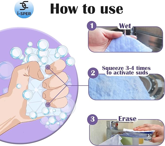 50 Pcs Light Scouring Pad with Foam, Triple Cleaning Scrub Pad Singles Heavy Duty Household Non-Scratch Abrasive Hand Pad Multi Surface Magic Sponge Eraser Sheets for Home Surfaces Indoor Cleaning