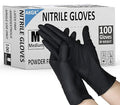 akgk Nitrile Gloves, 100 Pcs Disposable Black Nitrile Gloves Medium, Cleaning Gloves for Cooking, Household & More, Powder-Free, Latex-Free
