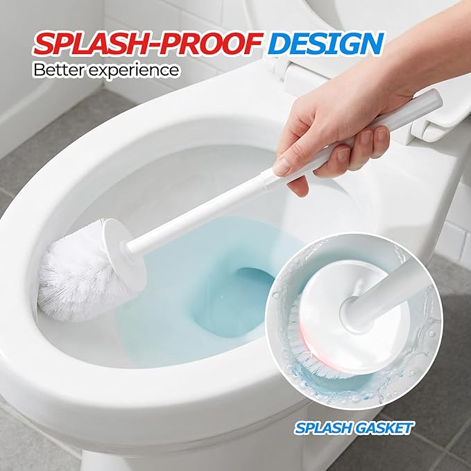 2Pack Toilet Bowl Brush and Holder Set - Toilet Scrubber Brush,Cleaning Brush,Bathroom Decor,Household Essentials,Cleaning Supplies,Home Essentials,White