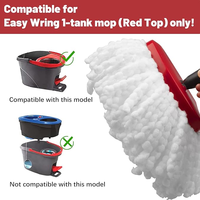 4 Pack Mop Replacement Heads Compatible with Ocedar Mops Replace Head EasyWring Spin Mop Heads Replacements - Includes 1 Rotating Mops Base, Microfiber Mop Refills, Easy Cleaning