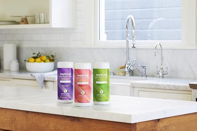 Method All-Purpose Cleaning Wipes, Lime+ Sea Salt, Multi-Surface, Compostable, 30 Count (Pack of 6)