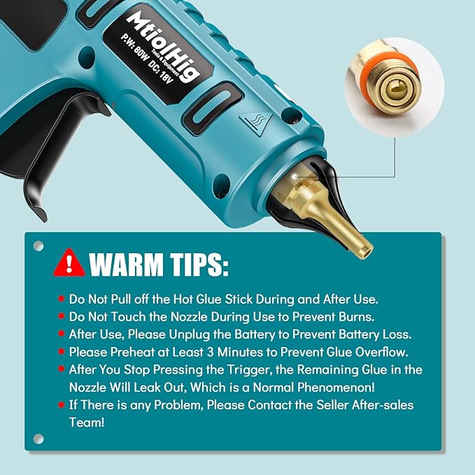 Cordless Hot Glue Gun Compatible with Makita 18v Battery, Handheld Wireless Power Heavy Duty Hot Glue Gun Full Size Kit with 20pcs 0.43'' Hot Glue Stick for Arts & Crafts, Home Repair
