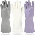 Cleanbear Reusable Dish Washing Rubber Glove Set of 3, Household Cleaning Gloves for Washing