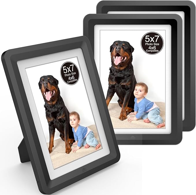 5x7 Picture Frame, Clear Acrylic Photo Frame with White Mat for 4x6 Photos, One-Piece Shatterproof Tool-Free Design, UV-Resistant Waterproof Tabletop Frame for Home Office Decor with 10-Year Warranty
