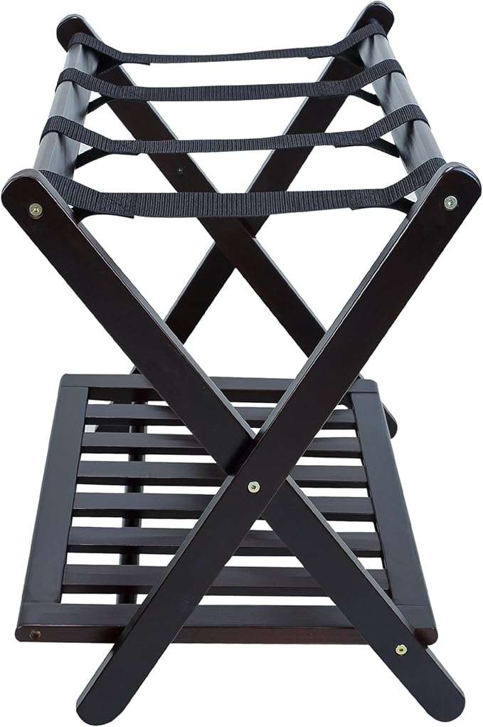 Casual Home Luggage Rack with Shelf, Espresso