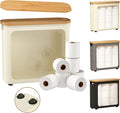 Toilet Paper Storage with Bamboo Lid,Foldable Basket Organizer for Bathroom, Holds 9 Mega/12 Regular Rolls, Waterproof Toilet Paper Holder Storage with Non-Slip Base,Beige