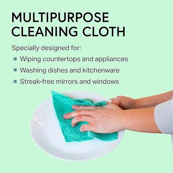 Swedish Wholesale Dishcloths Reusable 8" x 7" Sponge Cloths, Bulk 10 Pack of High Absorbent Cellulose Dish & Kitchen Cleaning Hand Towels, Wring to Dry & Machine Wash, Odor Resistant, White