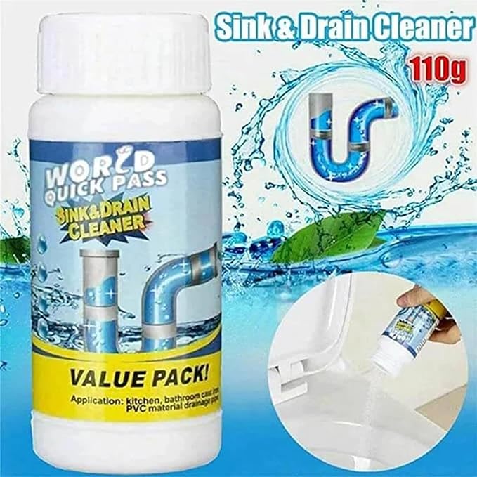 Curiovas Drain Cleaner, Wild World Tornado Sink and Drain Cleaner, DrainClog Remover Tool, Power Foam Unclogging Cleaner Powerful Pipeline Dredging Agent for Kitchen & Bathroom (2PCS)