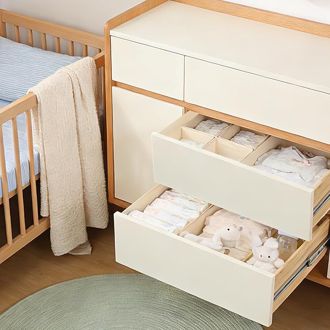 Drawer Organizer Clothes, 16 Pack Dresser Organizer Bins, Foldable Closet Organizers and Storage Fabric Dresser Bins, Shallow Drawer Dividers for Clothing, Underwears, Socks, Tie
