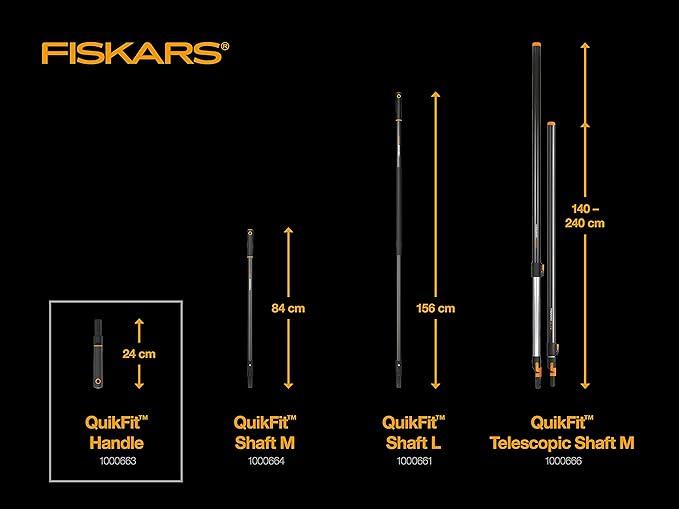 Fiskars QuikFit Handle S, for QuikFit Hand Tools, Length: 24 cm, Black/Orange, 1000663