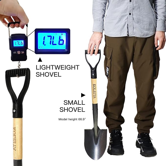 Small Shovel ,Short Handle Shovel ,Overall Length 28 Inches ,Kids Shovels for Digging ,Shovels for Gardening,Metal Sand Shovel, Metal + Wooden