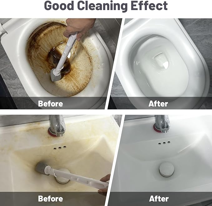Upgrade Pumice Stone Toilet Bowl Cleaner,Bathroom Cleaner Brush Toilet Wand Refills with 30CM Long Handle for Remove Hard Water Stains with 1 Wand+ Pumice Stones (7 Pack)
