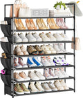 OYREL Large Capacity 7 Tier Shoe Rack, Black, 33.3in Wide x 11.2in Deep x 48.7in Tall, Holds 28-35 Pairs of Shoes, Ultra-Minimalist Style, Waterproof and Durable
