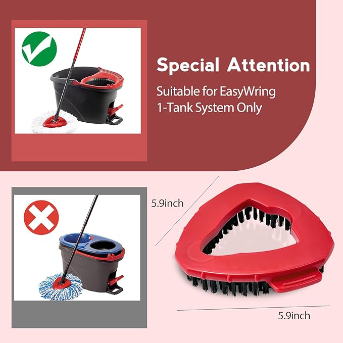 Spin Mop Scrub Brush Head Compatible with oceda EasyWring 1-Tank System, 2 pcs Scrub Brush, Floor Scrubber Hard Bristle Cleaning Brush for Bathroom, Kitchen, Tub and Tile