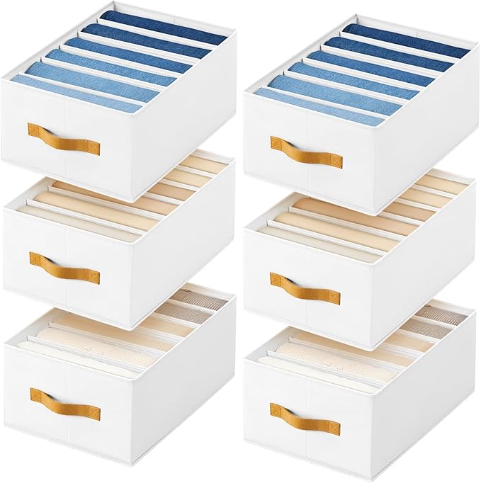 DIMJ Large Wardrobe Clothes Organizer - 8 Packs Fabric Closet Storage Organizer with Handles, Foldable Closet Organizers Dividers for Clothing Jeans Pants Sweater T-shirt