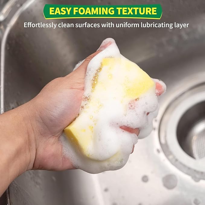 HOMERHYME Heavy Duty Sponges 60 Pack, Double-Side Scratch-Free Dish Sponges for Kitchen, Sturdy Multipurpose Cleaning Supplies for Home, Kitchen, Bathroom & Household