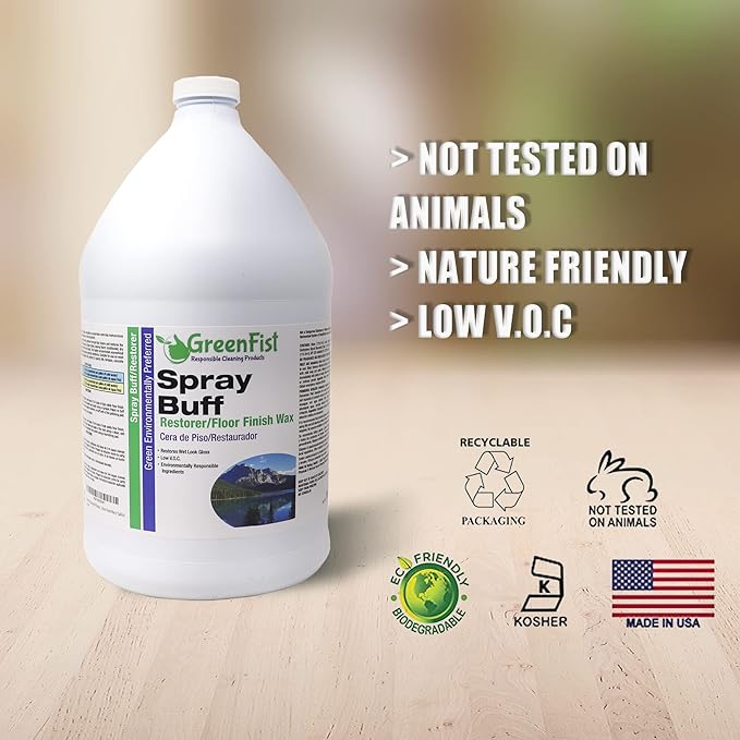GreenFist Spray Buff Restorer Renewing Floor Finish Wax Polisher Buffer[ Removes Surface Marks, Conditioned, Dry and Spotless Floors ], 1 Gallon